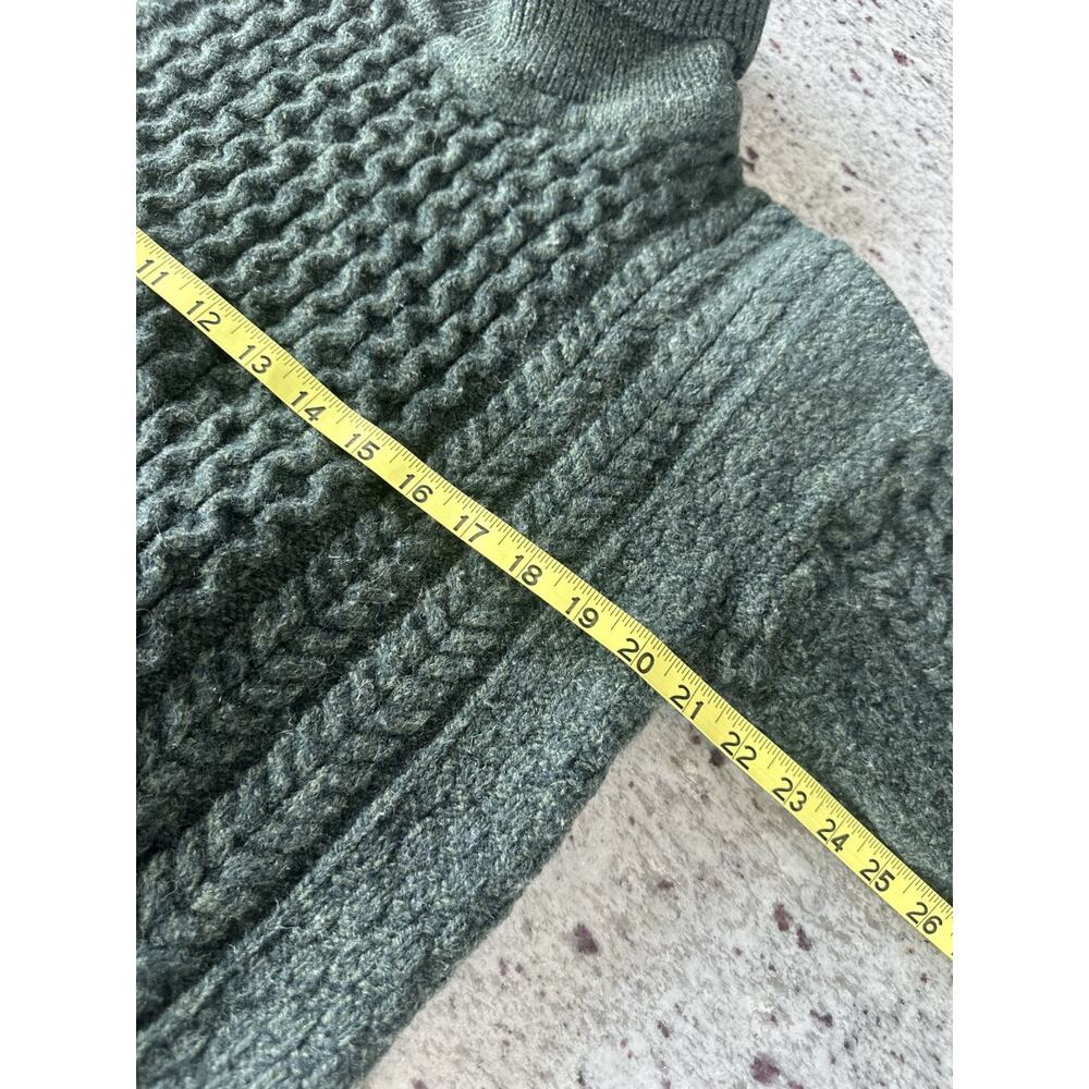 Aran Sweater Market 100% Merino Wool Turtleneck Honeycomb Knit Green Women’s L - Picture 5 of 9